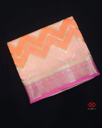 Pure Rangkaat Multi Color Zigzag Chiniya Silk Saree - Bharat Silk House Chiniya Saree