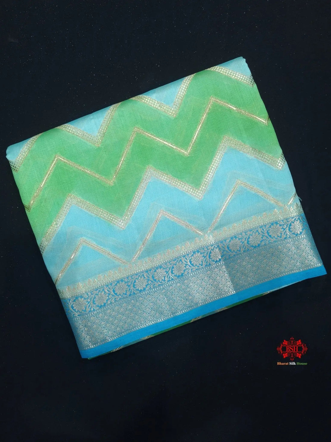 Pure Rangkaat Multi Color Zigzag Chiniya Silk Saree - Bharat Silk House Chiniya Saree