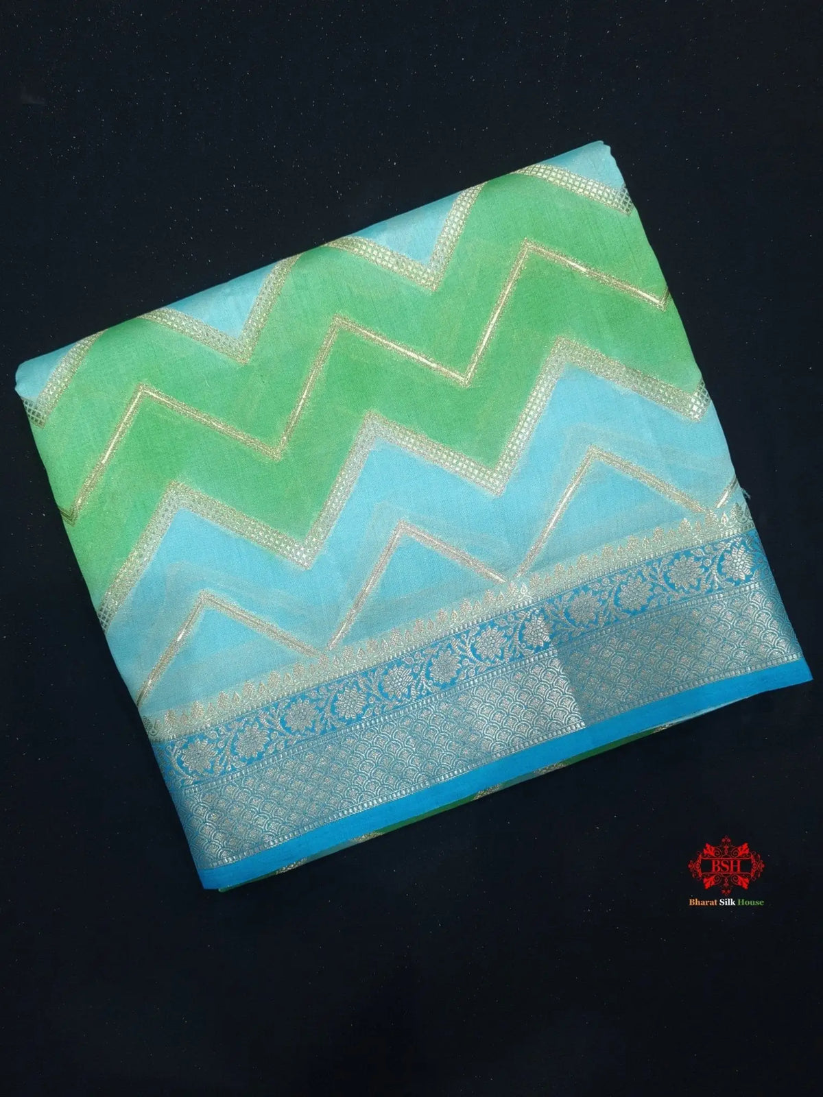 Pure Rangkaat Multi Color Zigzag Chiniya Silk Saree - Bharat Silk House Chiniya Saree