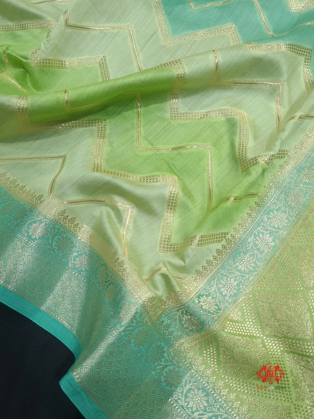 Pure Rangkaat Multi Color Zigzag Chiniya Silk Saree - Bharat Silk House Chiniya Saree