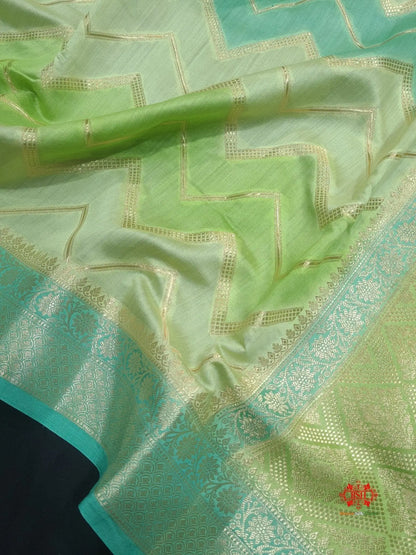 Pure Rangkaat Multi Color Zigzag Chiniya Silk Saree - Bharat Silk House Chiniya Saree