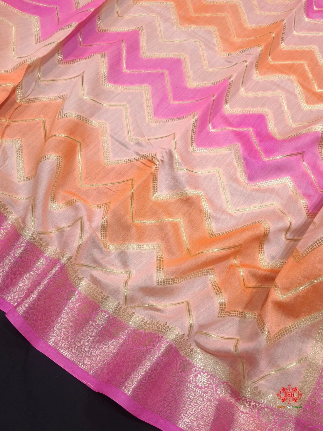 Pure Rangkaat Multi Color Zigzag Chiniya Silk Saree - Bharat Silk House Chiniya Saree