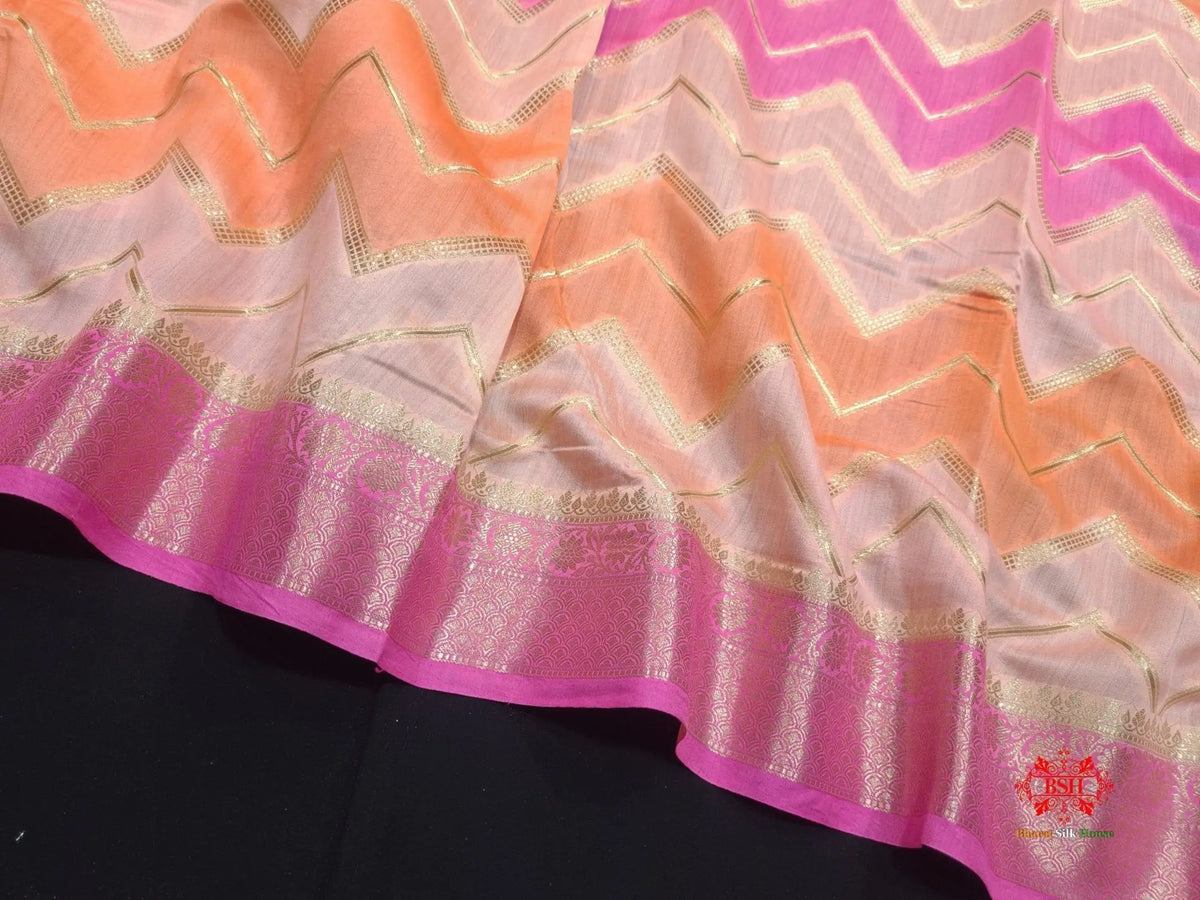 Pure Rangkaat Multi Color Zigzag Chiniya Silk Saree - Bharat Silk House Chiniya Saree