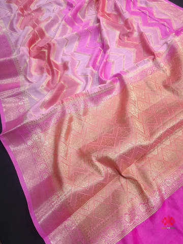 Pure Rangkaat Multi Color Zigzag Chiniya Silk Saree - Bharat Silk House Chiniya Saree