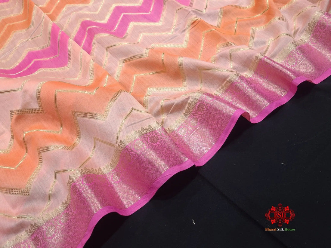 Pure Rangkaat Multi Color Zigzag Chiniya Silk Saree - Bharat Silk House Chiniya Saree