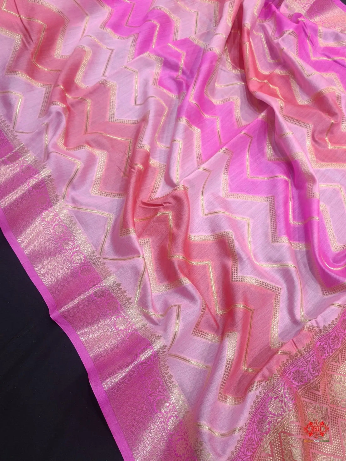 Pure Rangkaat Multi Color Zigzag Chiniya Silk Saree - Bharat Silk House Chiniya Saree