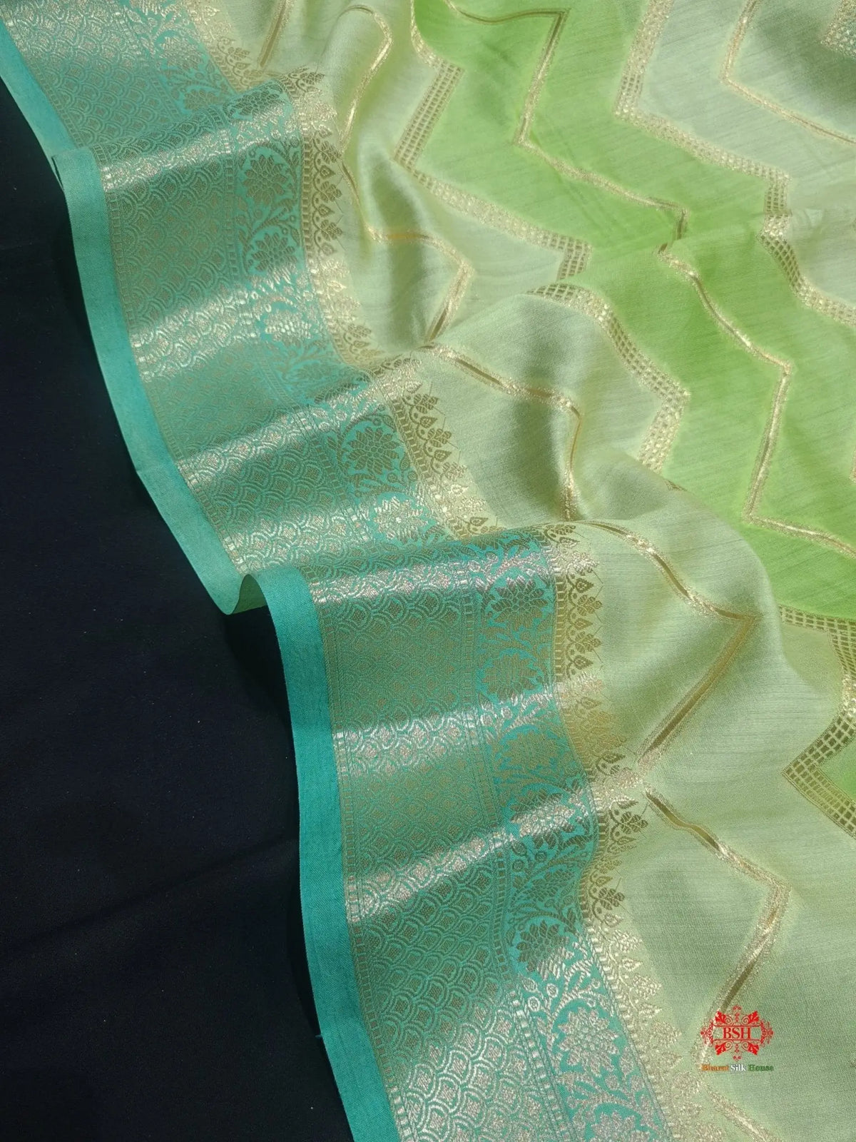 Pure Rangkaat Multi Color Zigzag Chiniya Silk Saree - Bharat Silk House Chiniya Saree