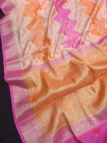 Pure Rangkaat Multi Color Zigzag Chiniya Silk Saree - Bharat Silk House Chiniya Saree