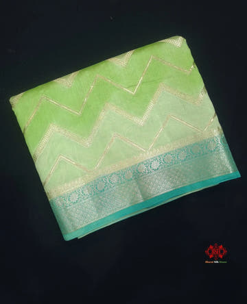 Pure Rangkaat Multi Color Zigzag Chiniya Silk Saree - Bharat Silk House Chiniya Saree