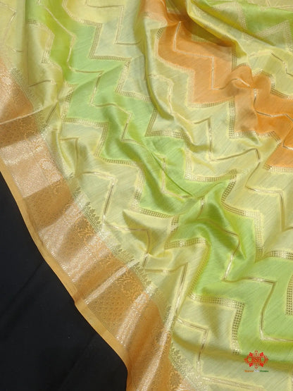 Pure Rangkaat Multi Color Zigzag Chiniya Silk Saree - Bharat Silk House Chiniya Saree