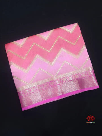 Pure Rangkaat Multi Color Zigzag Chiniya Silk Saree - Bharat Silk House Chiniya Saree
