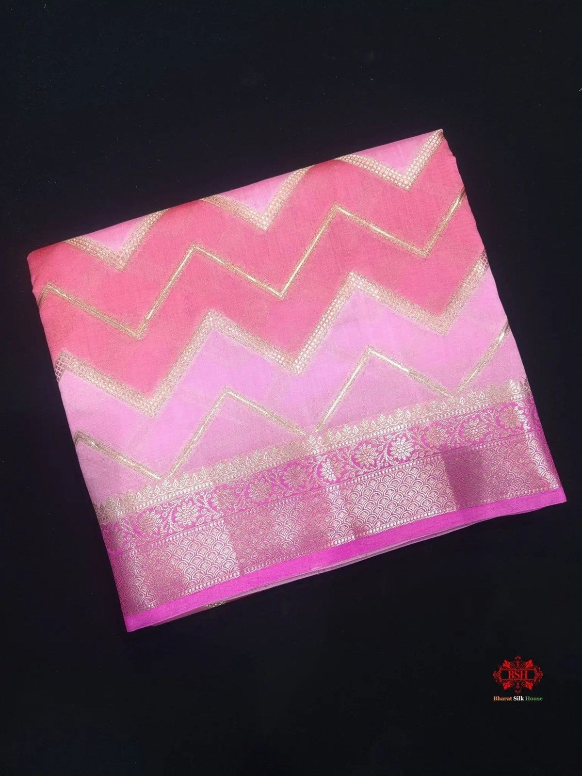 Pure Rangkaat Multi Color Zigzag Chiniya Silk Saree - Bharat Silk House Chiniya Saree