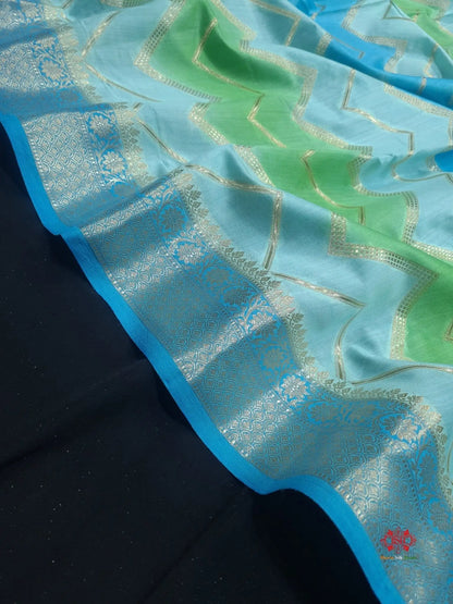 Pure Rangkaat Multi Color Zigzag Chiniya Silk Saree - Bharat Silk House Chiniya Saree