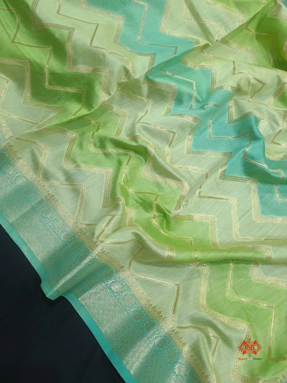 Pure Rangkaat Multi Color Zigzag Chiniya Silk Saree - Bharat Silk House Chiniya Saree