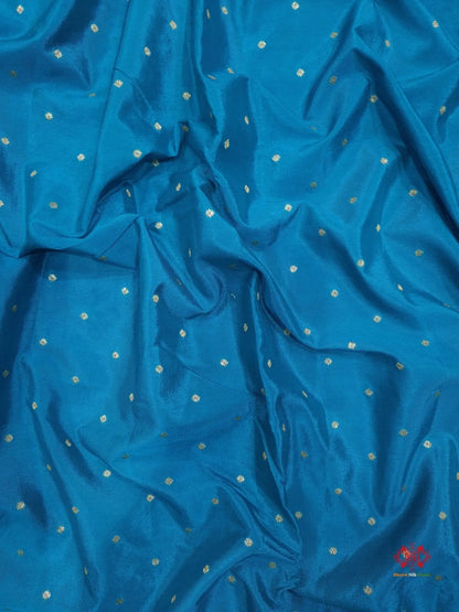 Pure Silk Crape Khaddi Georgette Saree With Antique Zari In Shades Of Blue - Bharat Silk House Crepe Khaddi