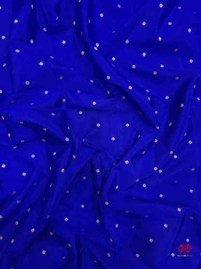 Pure Silk Crape Khaddi Georgette Saree With Antique Zari In Shades Of Blue - Bharat Silk House Crepe Khaddi