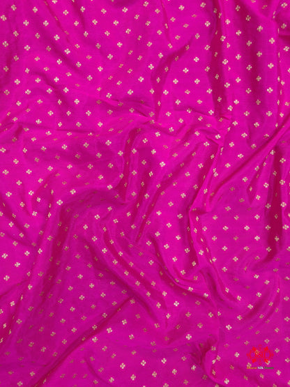 Pure Silk Crape Khaddi Georgette Saree With Antique Zari In Shades Of Pink - Bharat Silk House