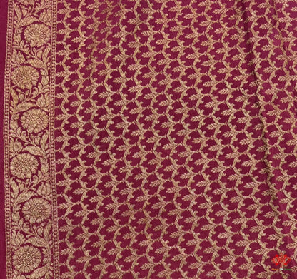 Pure Silk Crape Khaddi Georgette Saree With Antique Zari In Shades Of Pink - Bharat Silk House Crepe Khaddi