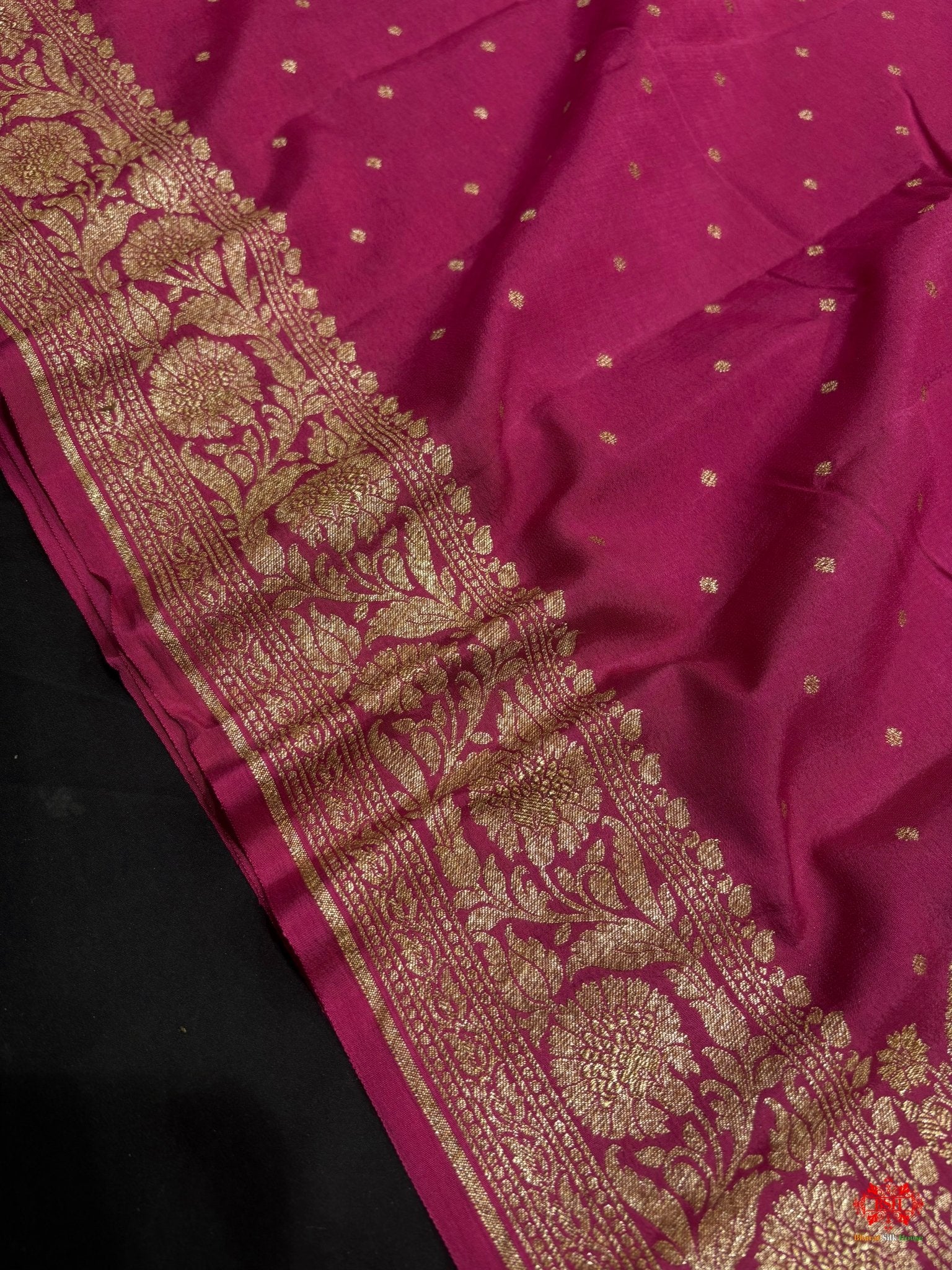 Pure Silk Crape Khaddi Georgette Saree With Antique Zari In Shades Of Pink - Bharat Silk House Crepe Khaddi