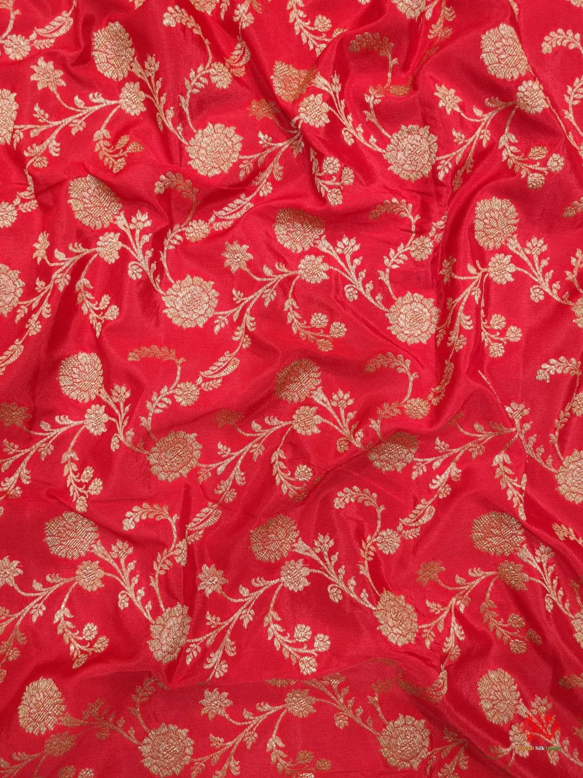 Pure Silk Crape Khaddi Georgette Saree With Antique Zari In Shades Of Red - Bharat Silk House Crepe Khaddi