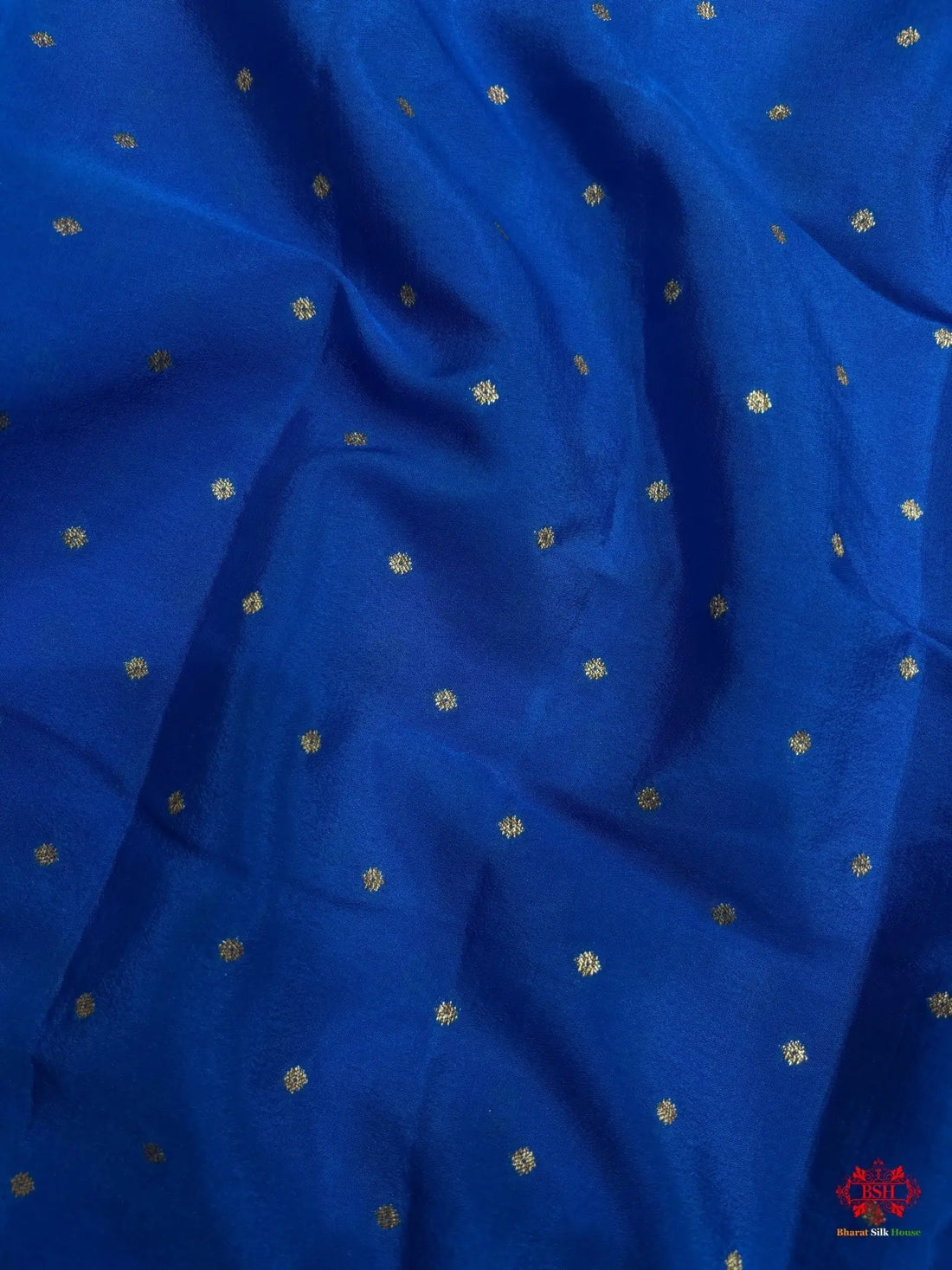 Pure Silk Crape Khaddi Georgette Saree With Antique Zari In Shades Of Royal Blue - Bharat Silk House Crepe Khaddi