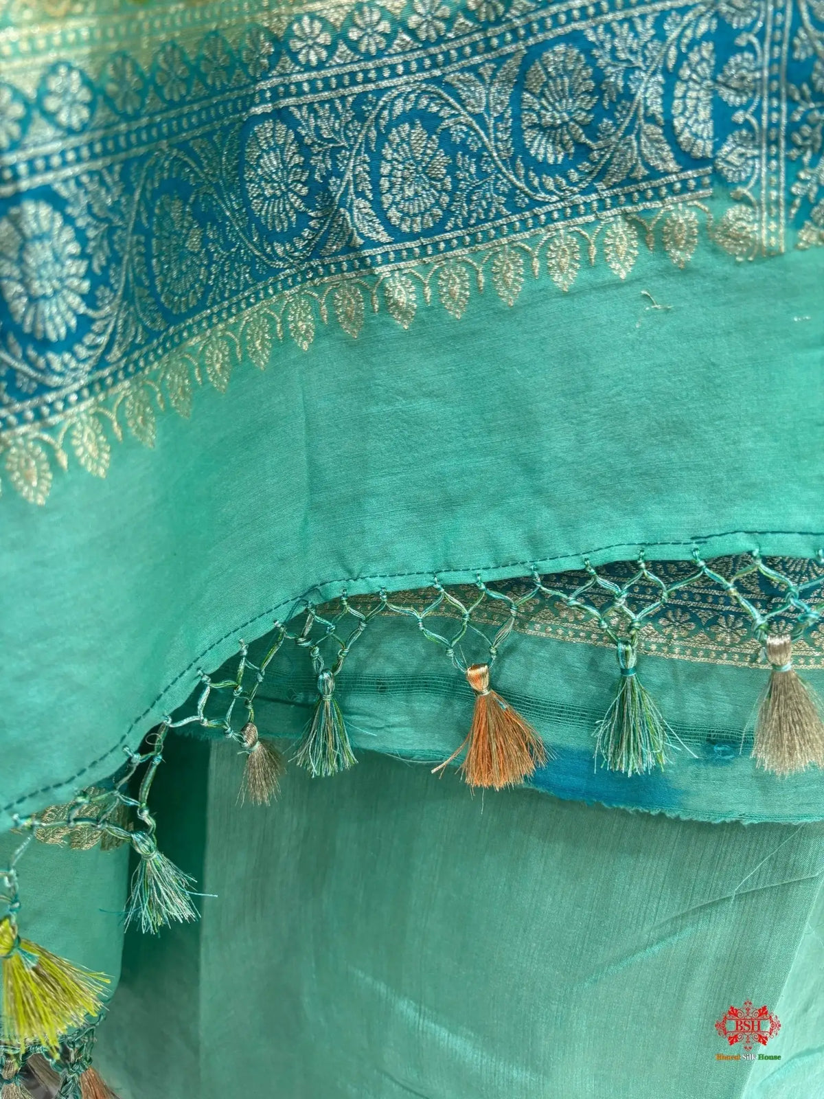 Pure Tusser Suit Piece In Shade Of Green - Bharat Silk House Tusser Suit