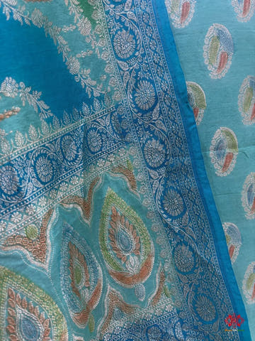 Pure Tusser Suit Piece In Shade Of Green - Bharat Silk House Tusser Suit