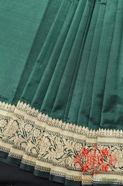 Rama Green Pure Banarasi Handloom Katan Silk Meenakari Antique Zari Saree - Bharat Silk House Pure Kataan Silk
