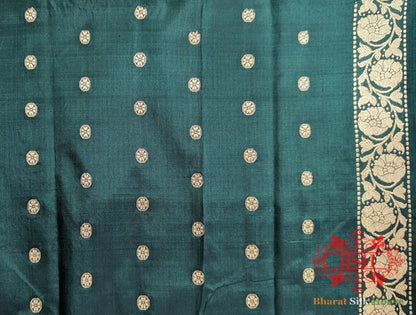 Rama Green Pure Banarasi Handloom Katan Silk Meenakari Antique Zari Saree - Bharat Silk House Pure Kataan Silk