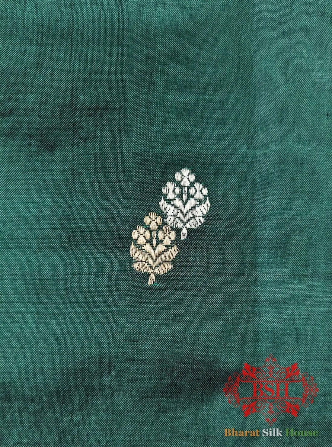 Rama Green Pure Banarasi Handloom Katan Silk Meenakari Antique Zari Saree - Bharat Silk House Pure Kataan Silk