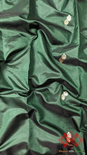 Rama Green Pure Banarasi Handloom Katan Silk Meenakari Antique Zari Saree - Bharat Silk House Pure Kataan Silk