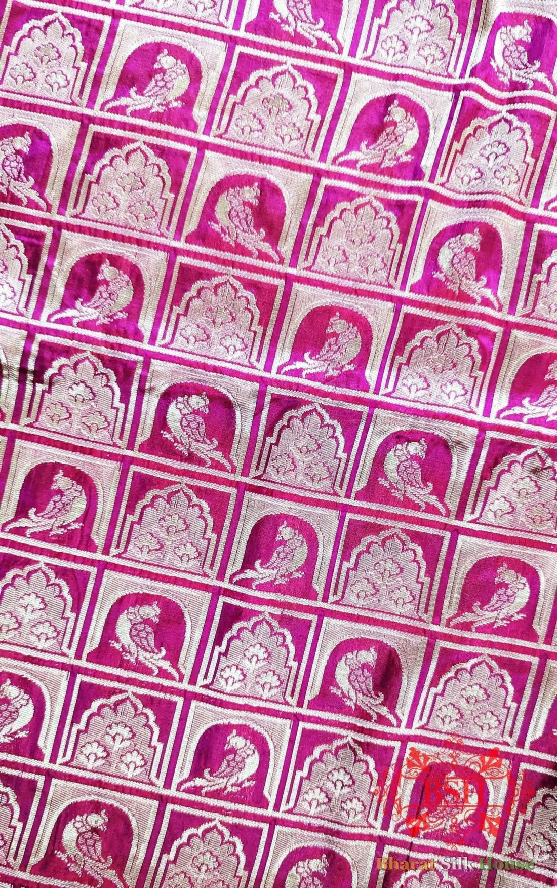 Rani / Cross Pure Katan Silk Handwoven Sona Rupa Dupatta - Bharat Silk House Pure Silk Dupatta