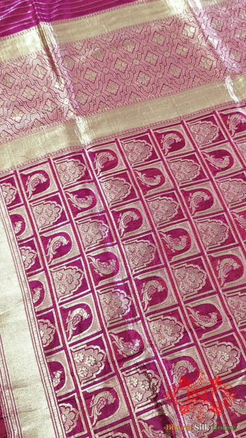 Rani / Cross Pure Katan Silk Handwoven Sona Rupa Dupatta - Bharat Silk House Pure Silk Dupatta