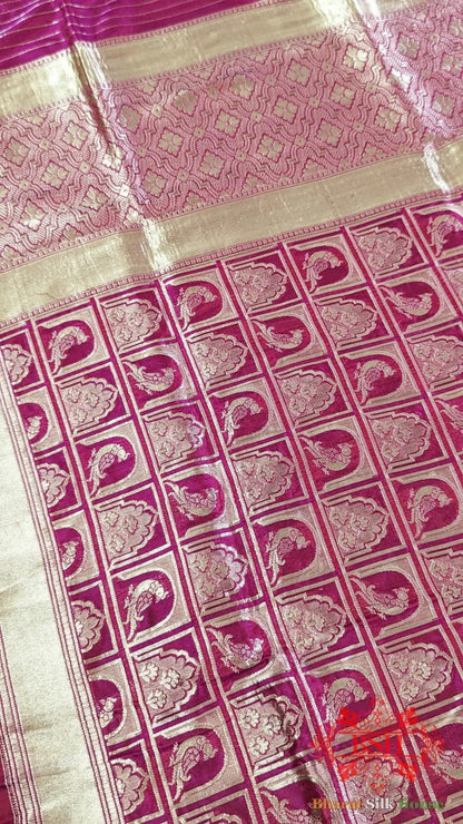 Rani / Cross Pure Katan Silk Handwoven Sona Rupa Dupatta - Bharat Silk House Pure Silk Dupatta