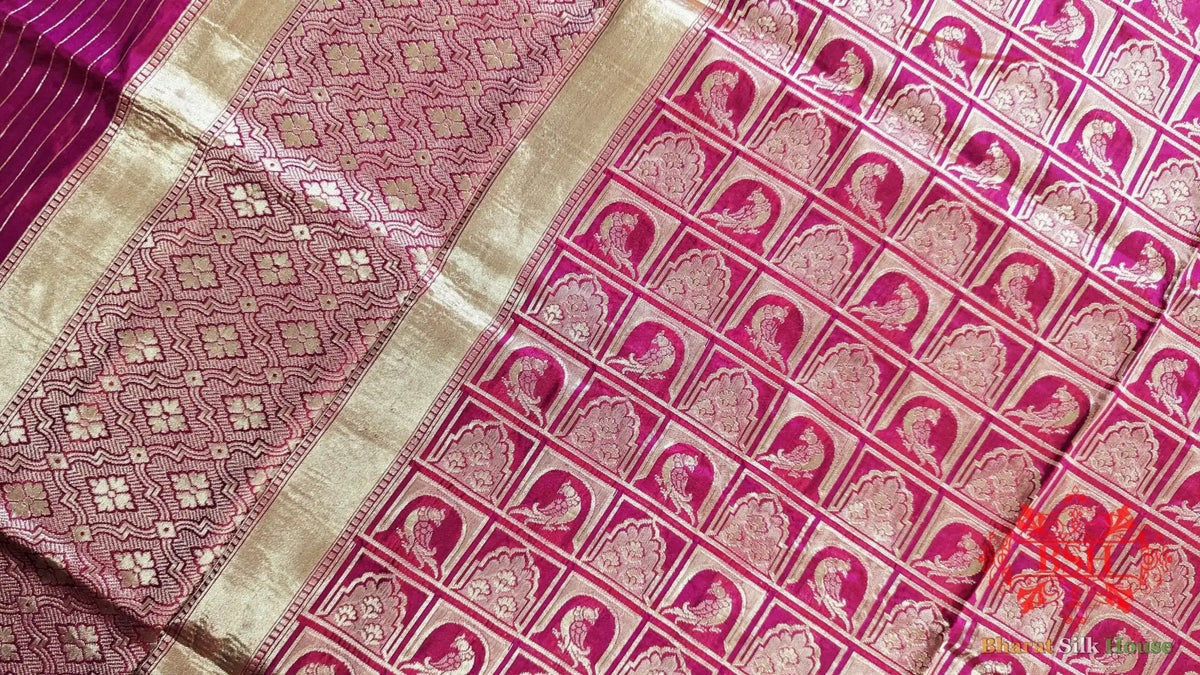 Rani / Cross Pure Katan Silk Handwoven Sona Rupa Dupatta - Bharat Silk House Pure Silk Dupatta