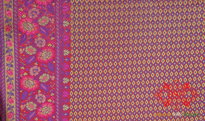 Rani Pink Chauthera (Four Color) Resham Zari Tanchoi Katan Silk Saree - Bharat Silk House Tanchoi katan