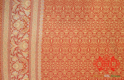 Red Dohri Resham Zari Booti Tanchoi Silk Saree - Bharat Silk House Tanchoi katan