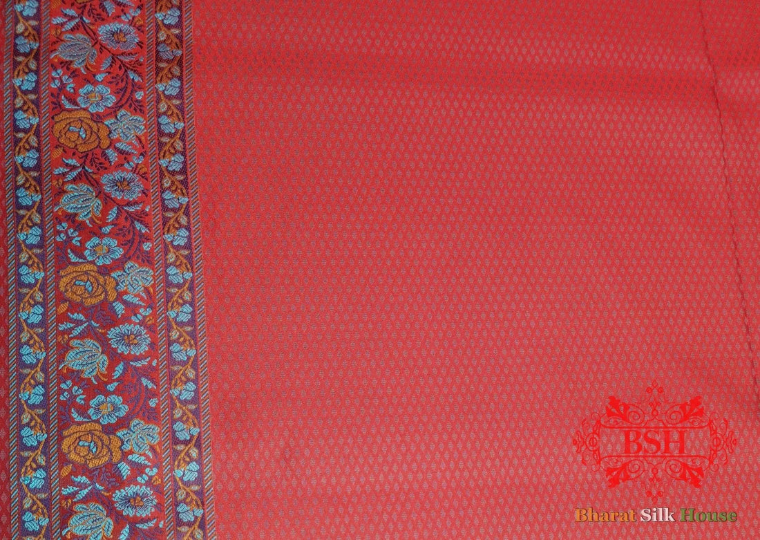 Red Four-Way Resham Zari Tanchoi Katan Silk Saree - Bharat Silk House Tanchoi katan