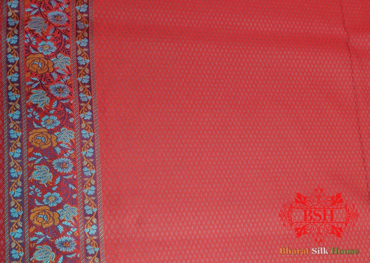Red Four-Way Resham Zari Tanchoi Katan Silk Saree - Bharat Silk House Tanchoi katan