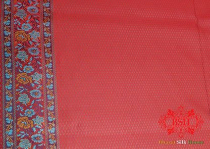 Red Four-Way Resham Zari Tanchoi Katan Silk Saree - Bharat Silk House Tanchoi katan