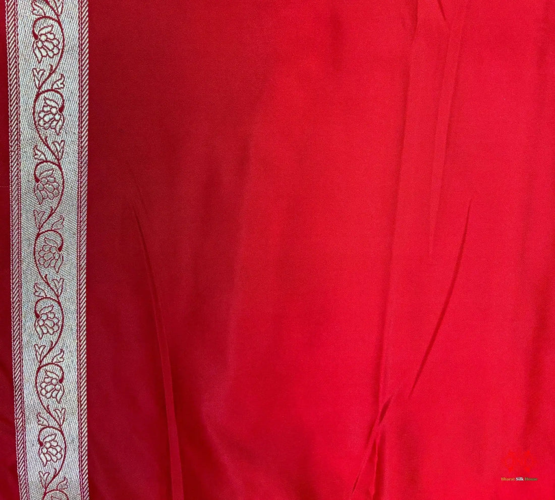 Red Mashru Silk Saree All Over Booti With Plain Blouse - Bharat Silk House Mashroo Silk