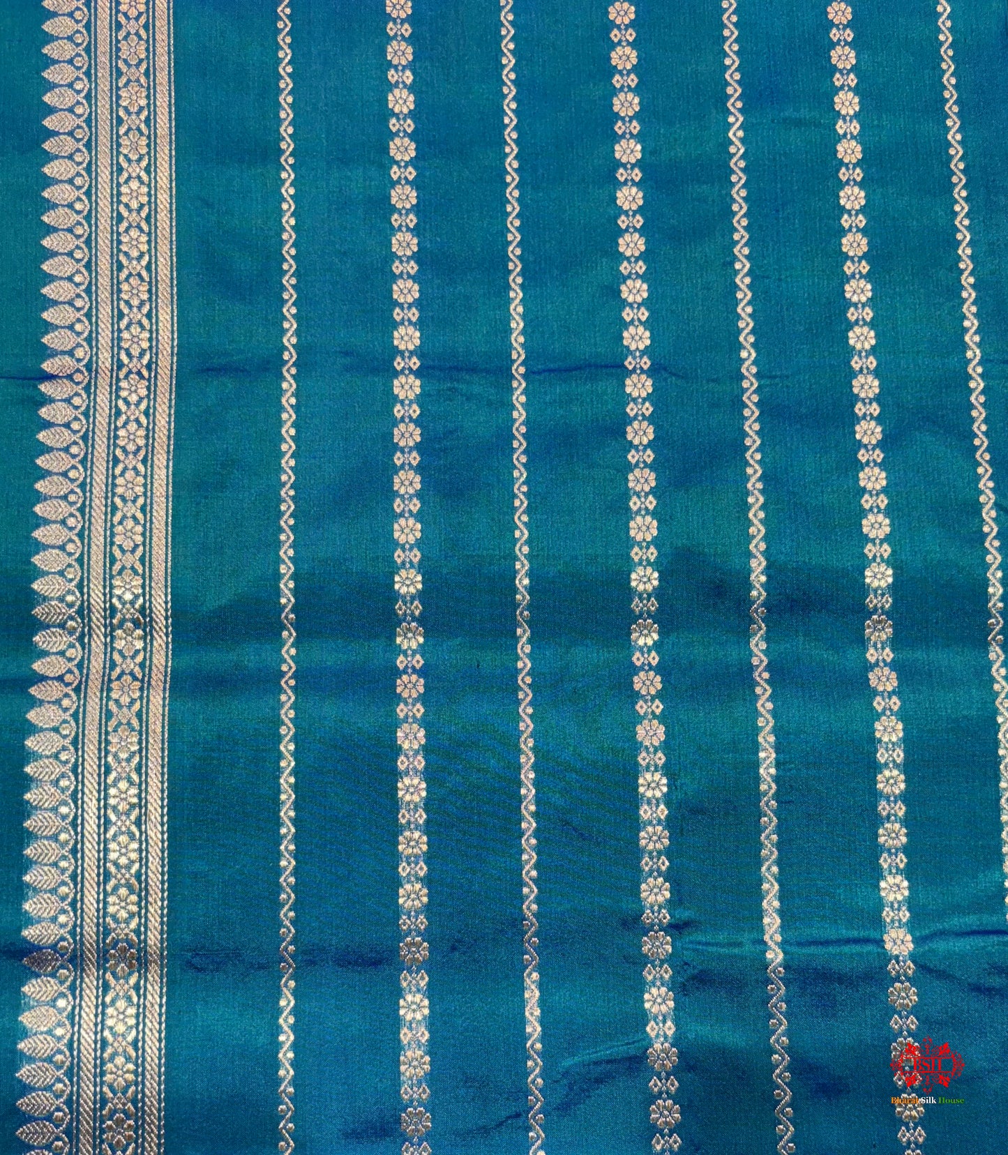 Pure Banarasi  Handloom Katan Silk Antique Meena Zari Saree In Shades Of Blue - Pure Kataan Silk - 