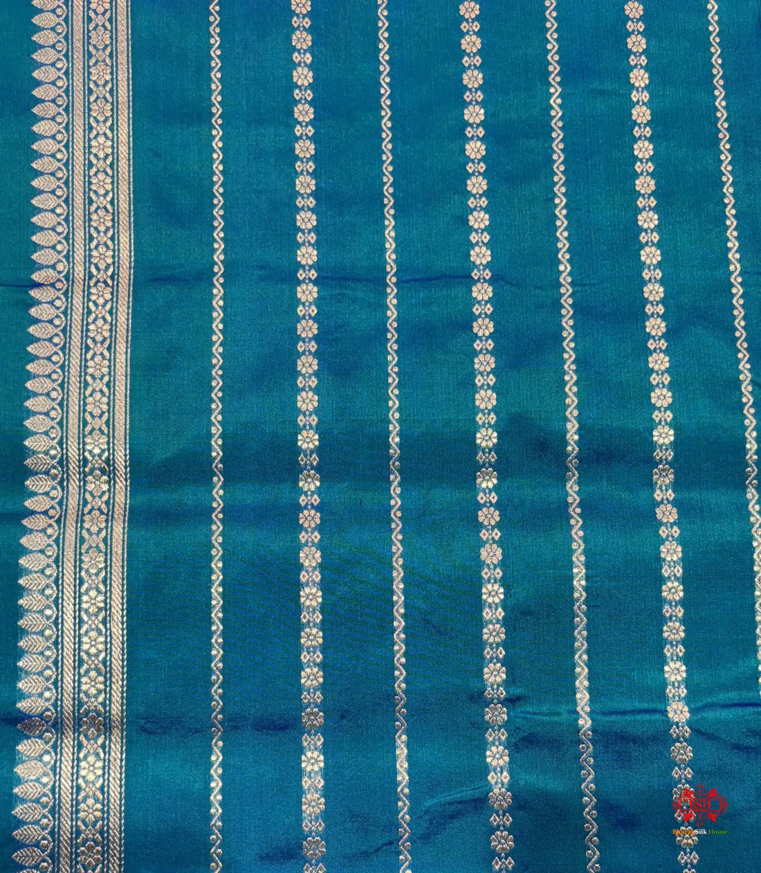 Pure Banarasi  Handloom Katan Silk Antique Meena Zari Saree In Shades Of Blue - Pure Kataan Silk -