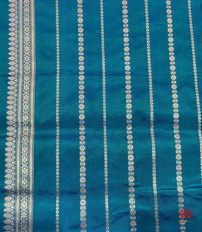 Pure Banarasi  Handloom Katan Silk Antique Meena Zari Saree In Shades Of Blue - Pure Kataan Silk -