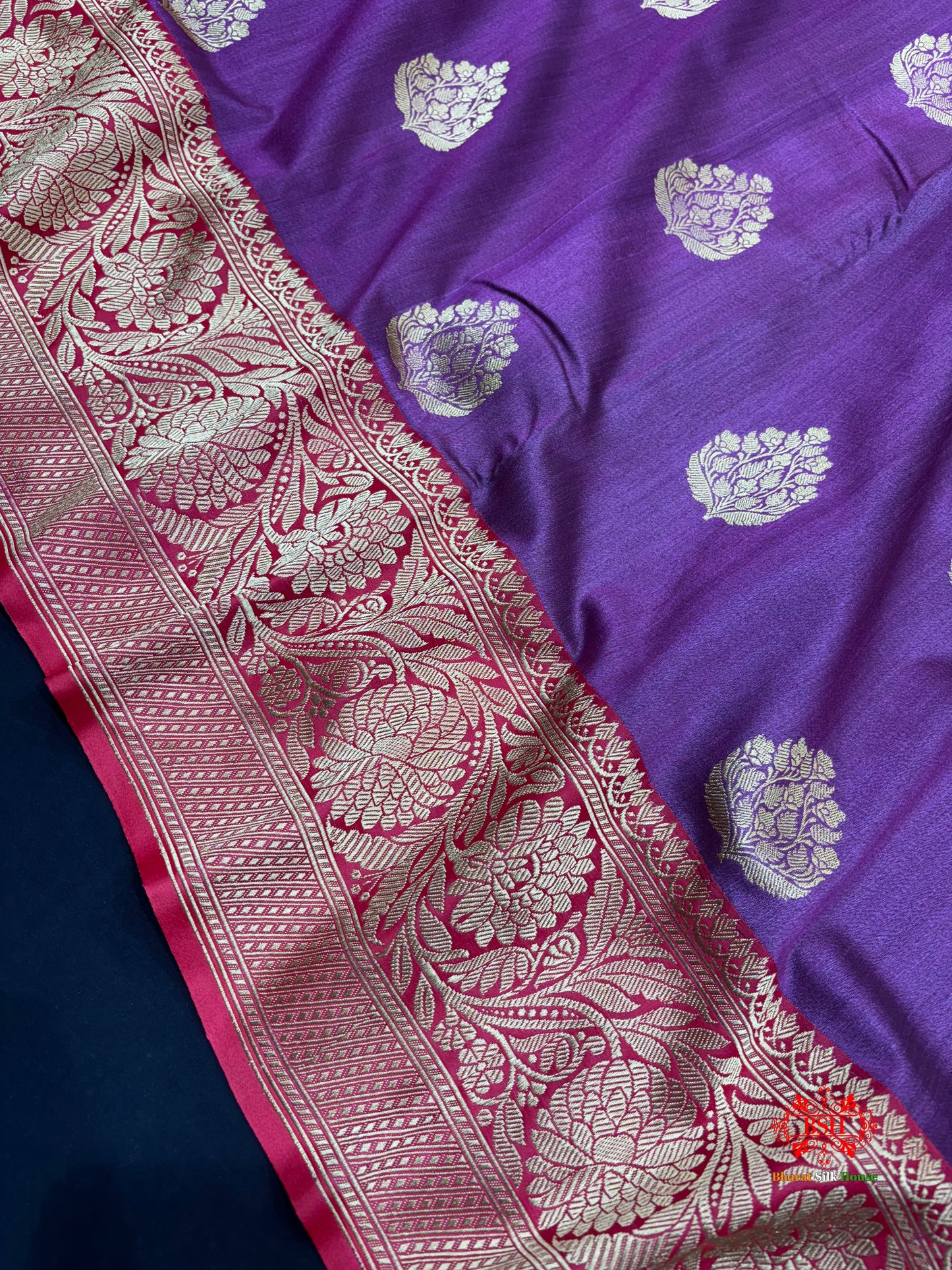 Blue Shade Pure Banarasi Tusser Moonga Silk Saree - Pure Kataan Silk - 