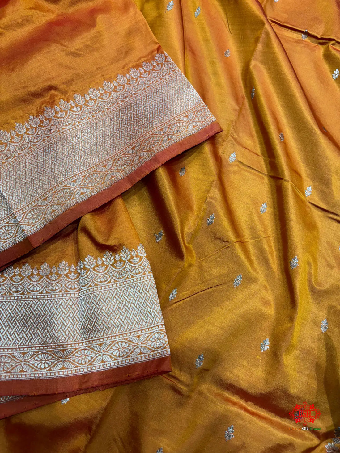 Pure Banarasi  Handloom Katan Silk Antique Zari Saree In Shades Of Mustard - Pure Kataan Silk -