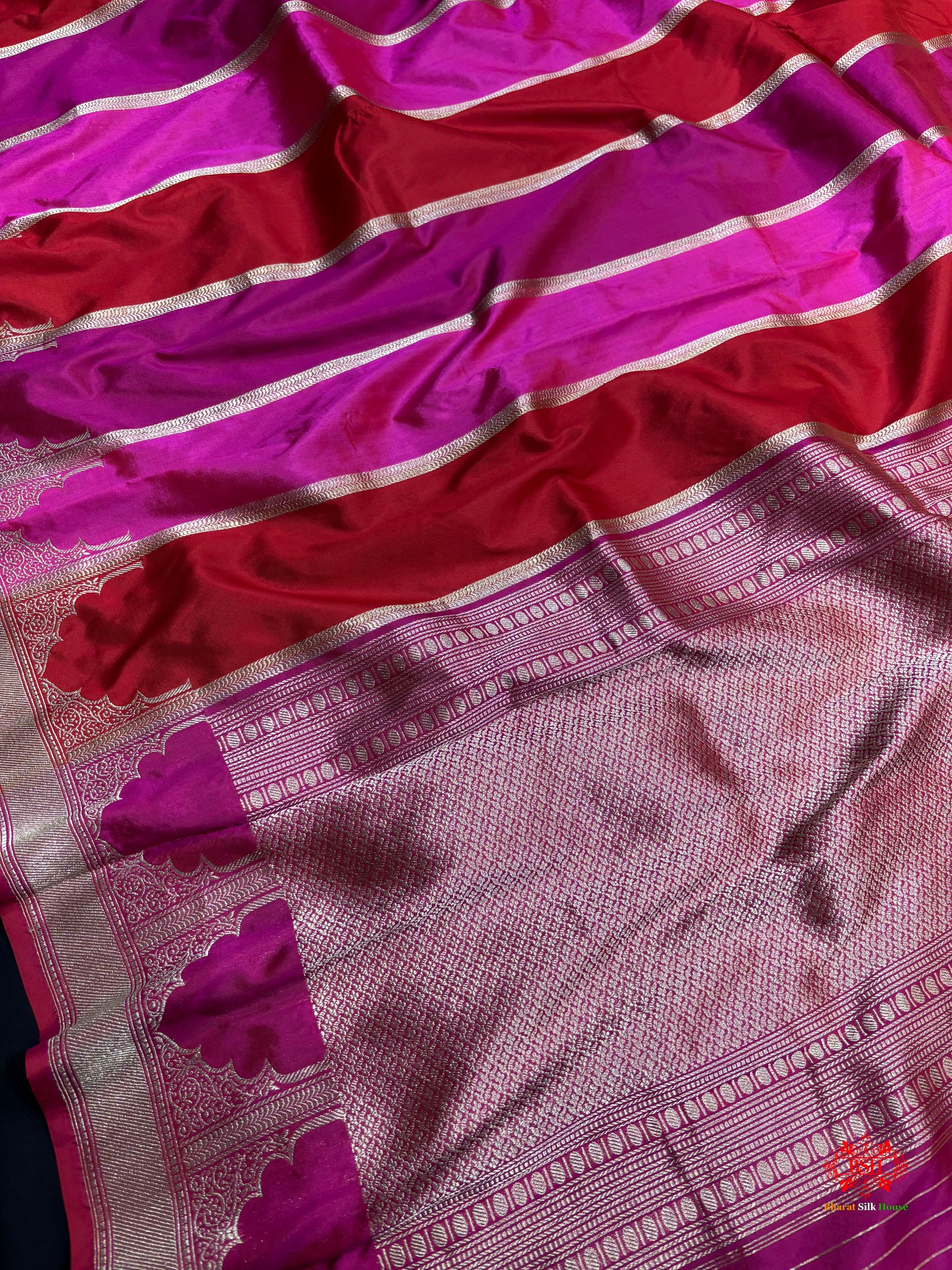 Pure Banarasi  Handloom Katan Silk Antique Zari Saree In Multi Color - Pure Kataan Silk - 