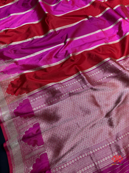 Pure Banarasi  Handloom Katan Silk Antique Zari Saree In Multi Color - Pure Kataan Silk - 