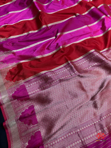 Pure Banarasi  Handloom Katan Silk Antique Zari Saree In Multi Color - Pure Kataan Silk -