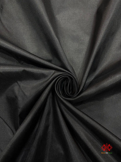 Pure Banarasi  Handloom Katan Silk Reshami Zari Saree In Shades Of Black With Red Border - Pure Kataan Silk -